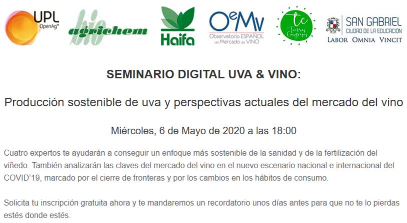cartel de Seminario Digital Uva y Vino Primavera 2020